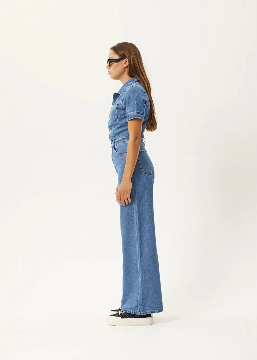 Hemp Denim Flared Jumpsuit