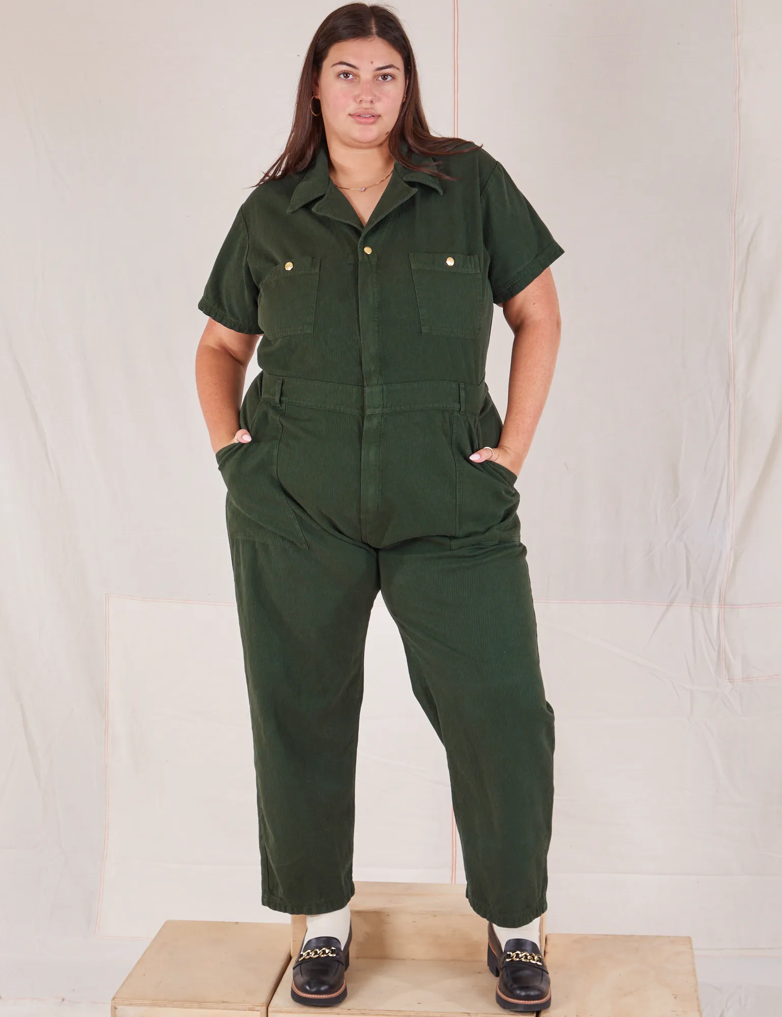 Heritage Short Sleeve Jumpsuit - Swamp Green