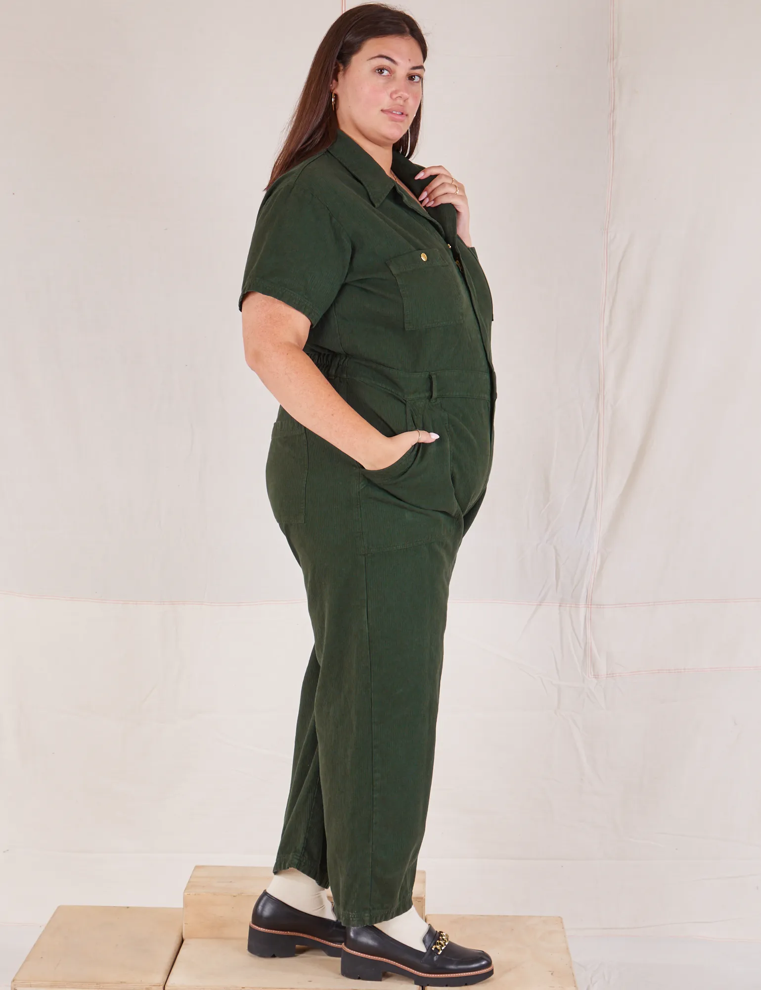 Heritage Short Sleeve Jumpsuit - Swamp Green