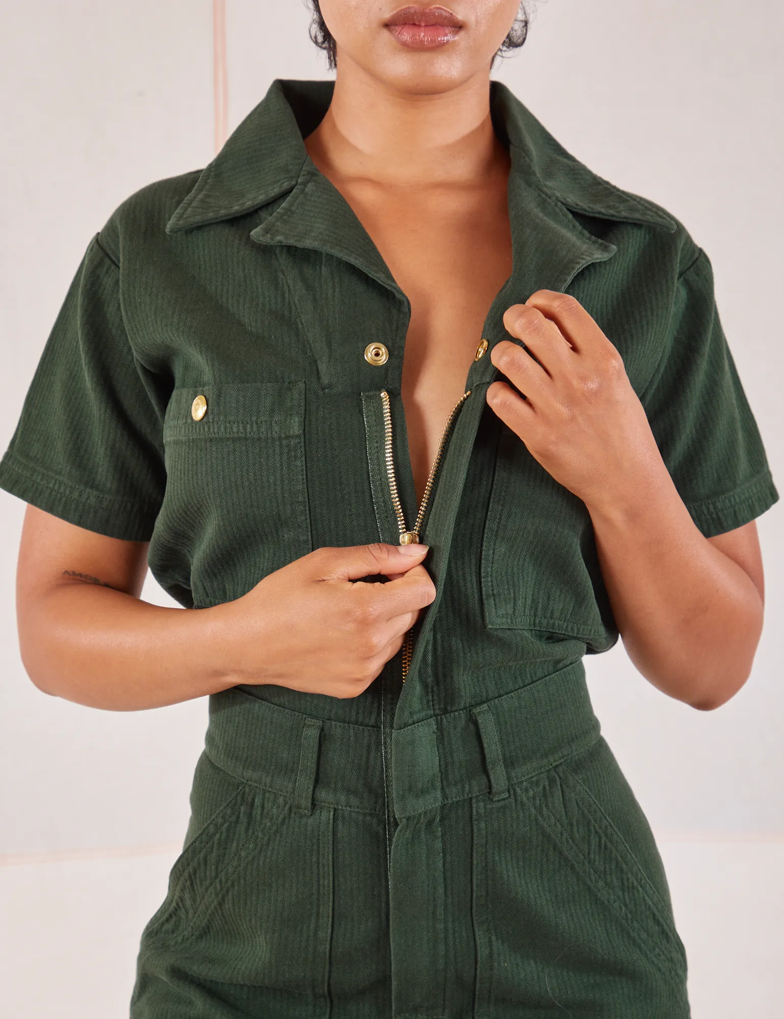 Heritage Short Sleeve Jumpsuit - Swamp Green