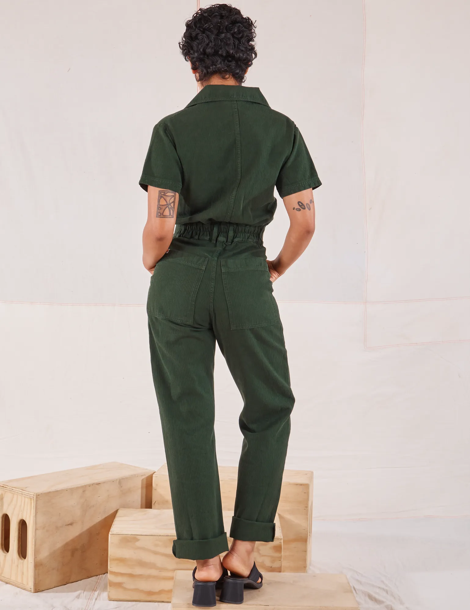 Heritage Short Sleeve Jumpsuit - Swamp Green