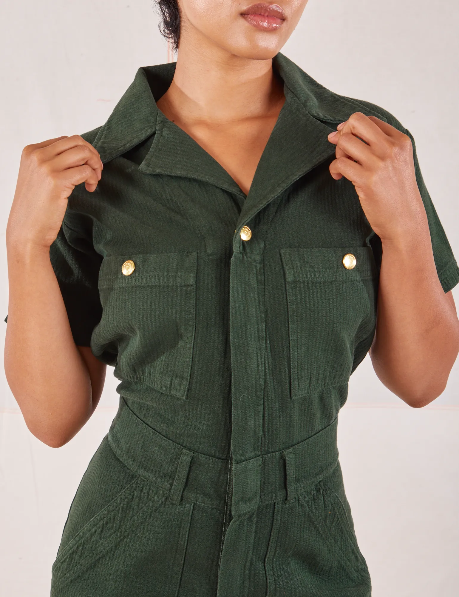 Heritage Short Sleeve Jumpsuit - Swamp Green