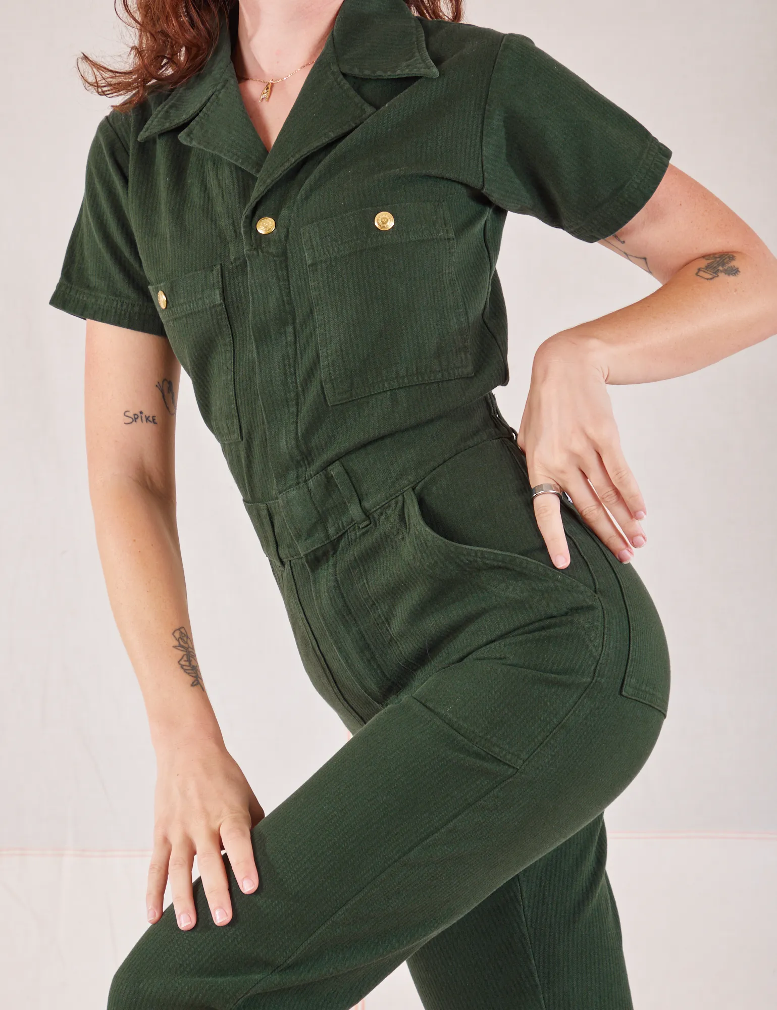 Heritage Short Sleeve Jumpsuit - Swamp Green