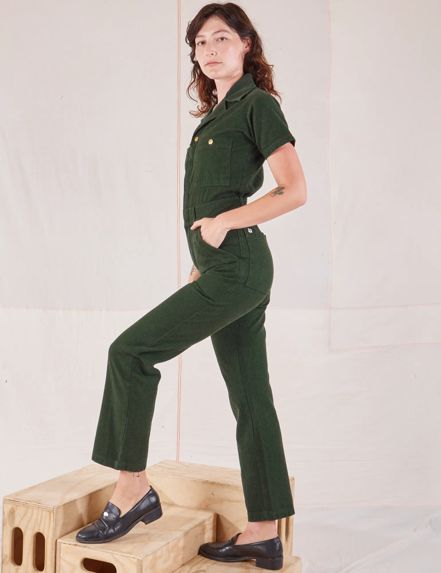 Heritage Short Sleeve Jumpsuit - Swamp Green