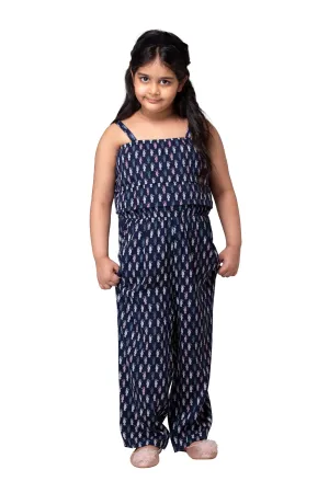 Hoop Hippo Kids Blue Micro Print Tie Up Jumpsuit