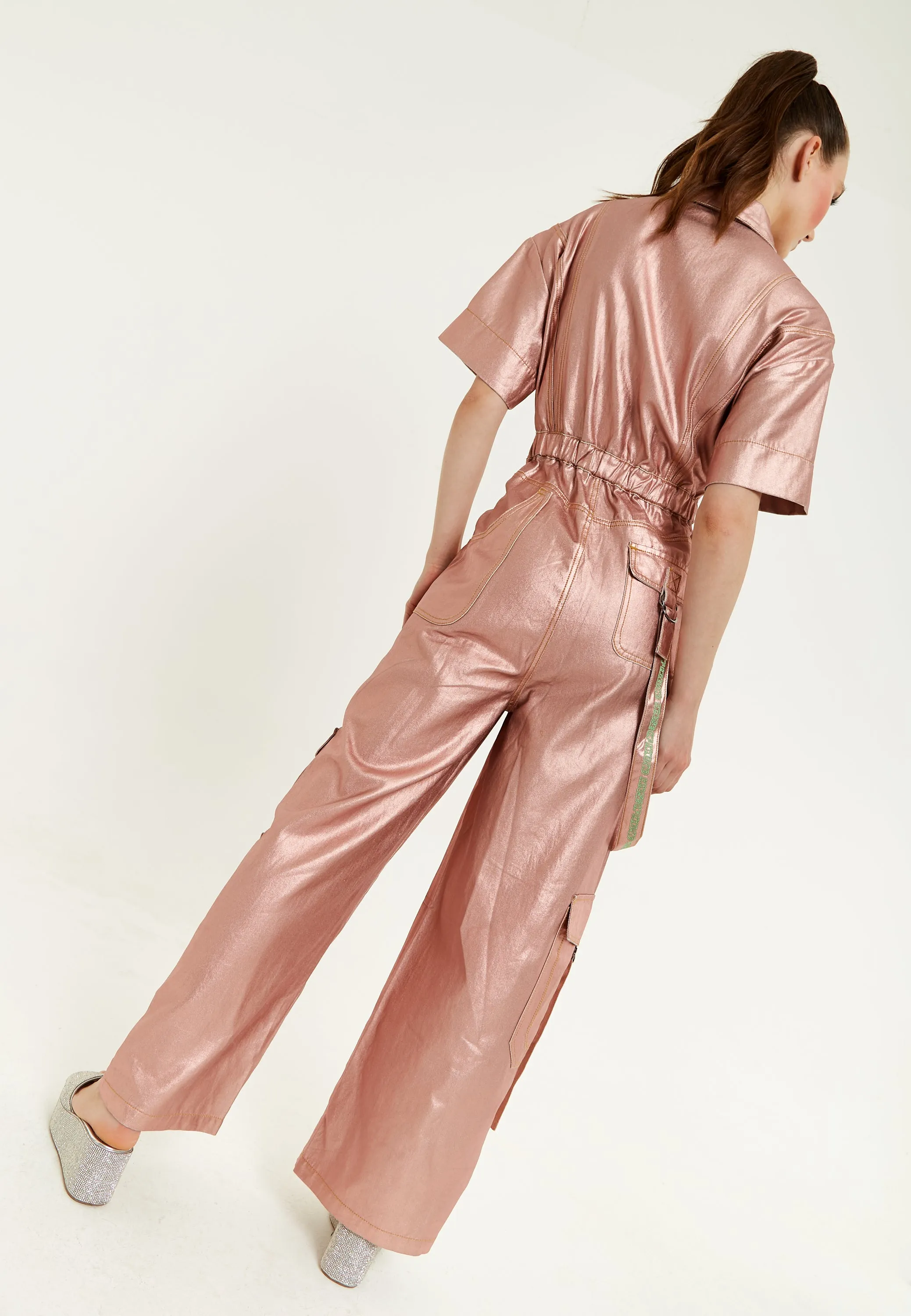 House Of Holland Metallic Utility Jumpsuit