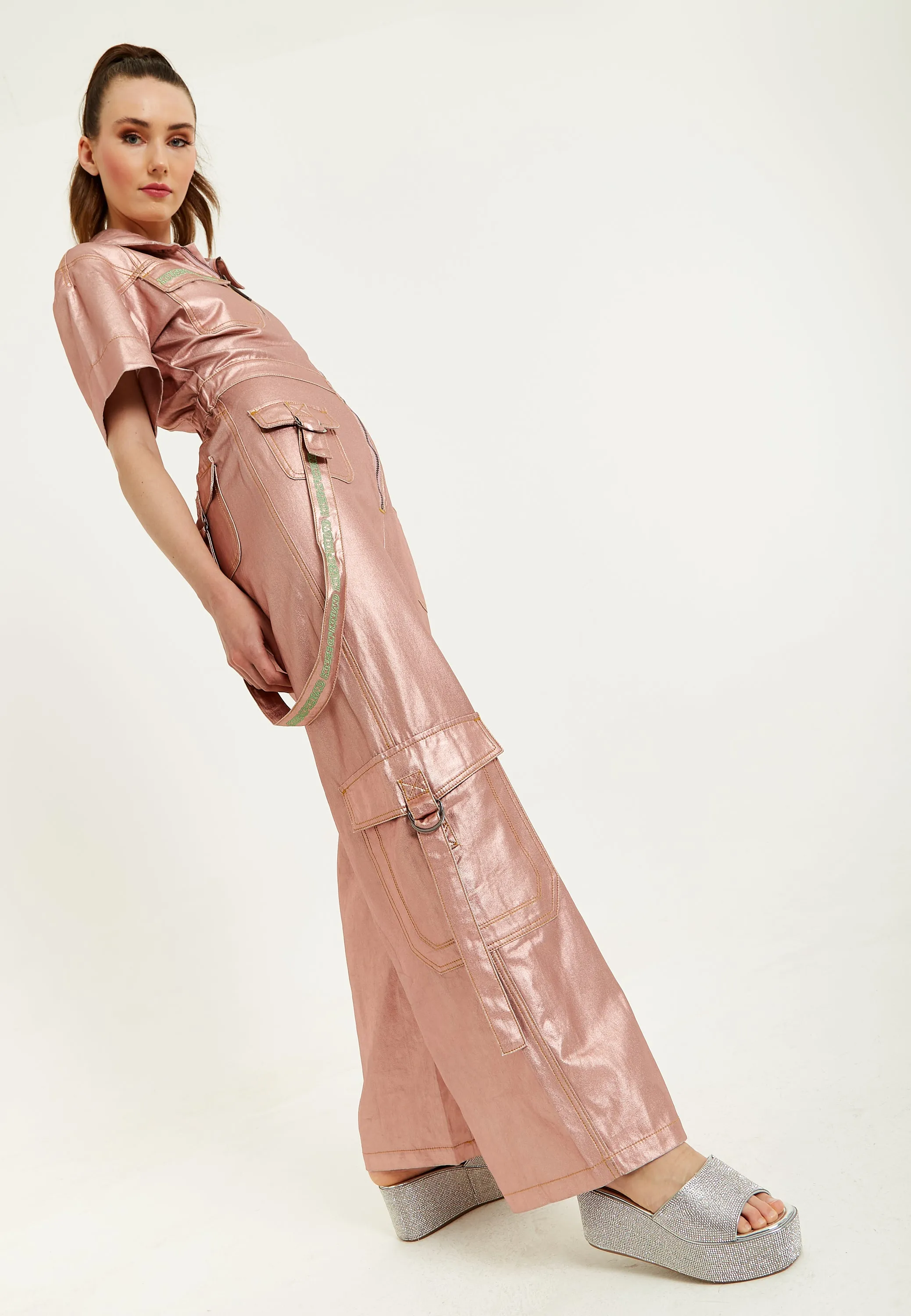 House Of Holland Metallic Utility Jumpsuit