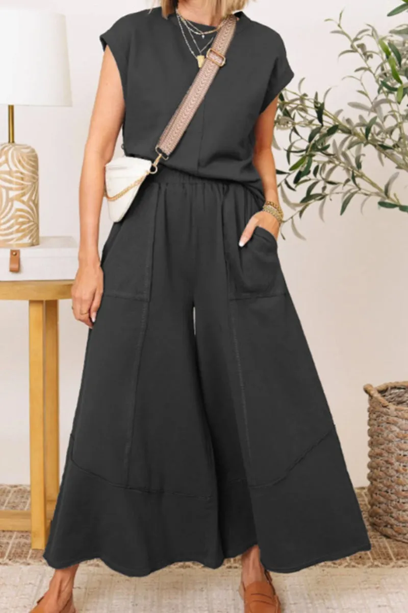 HUT1106 Casual Chic Jumpsuit Set