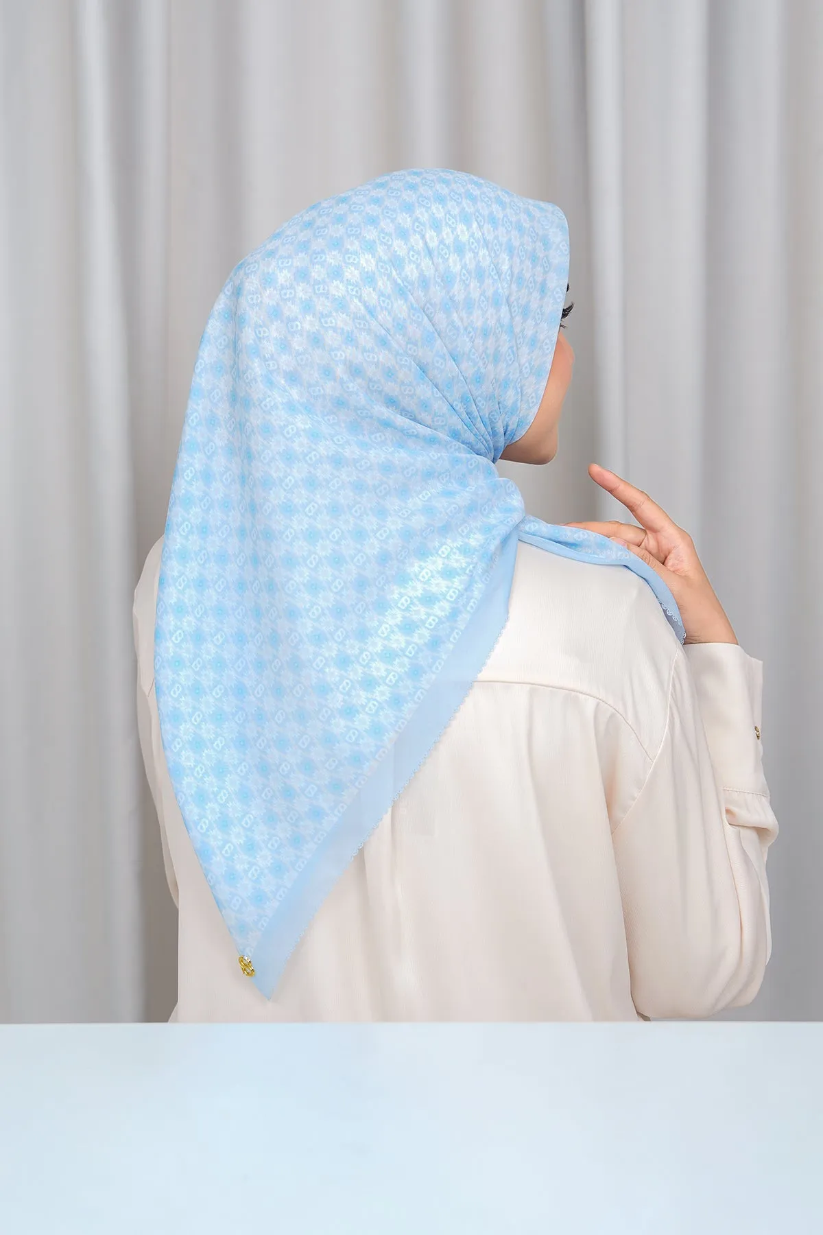 Ikat Voile Square - Cashmere Blue