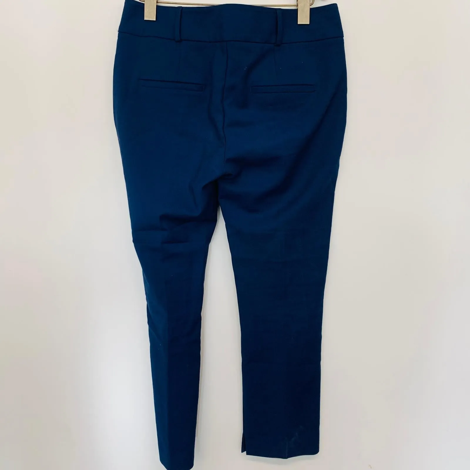 IPEKYOL Ladies Blue Navy Classic Cropped Cotton Trousers Dress Pants UK10