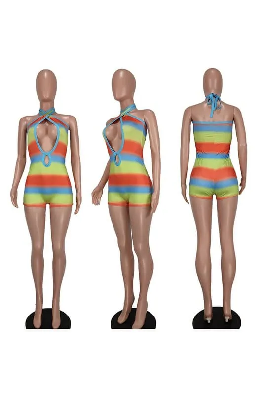 JA207 Halter Rainbow Rompers