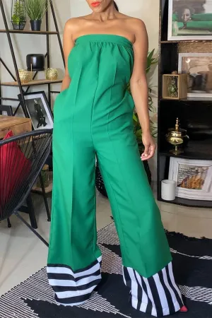 JA465 Strapless Wide Leg Jumpsuits