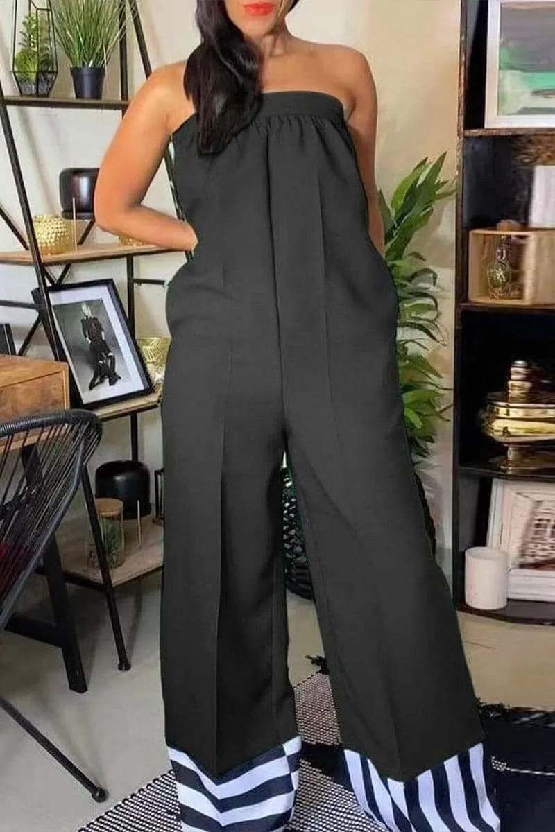 JA465 Strapless Wide Leg Jumpsuits