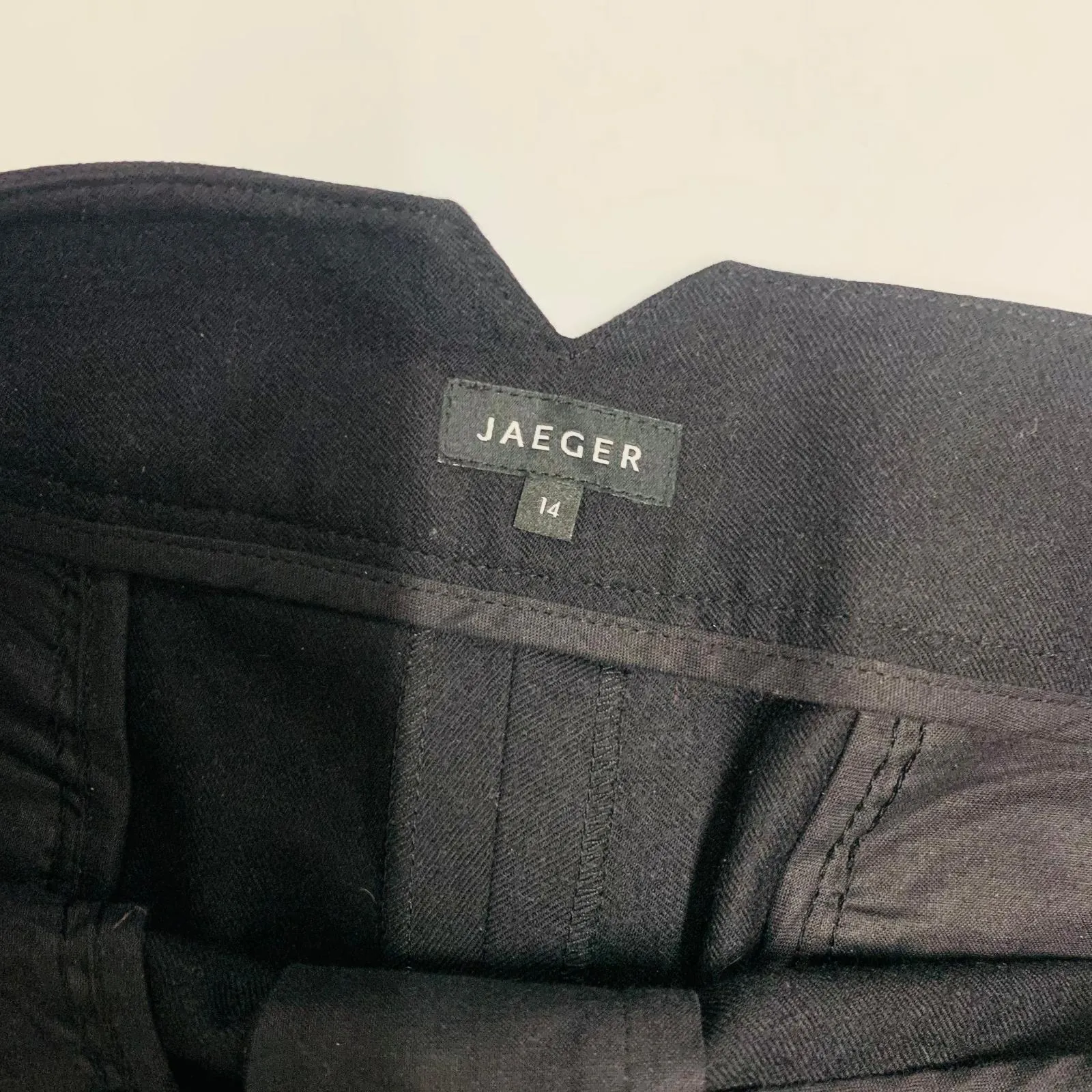 JAEGER Black Ladies Wool Dress Pants Trousers Size UK 14 W36 L30