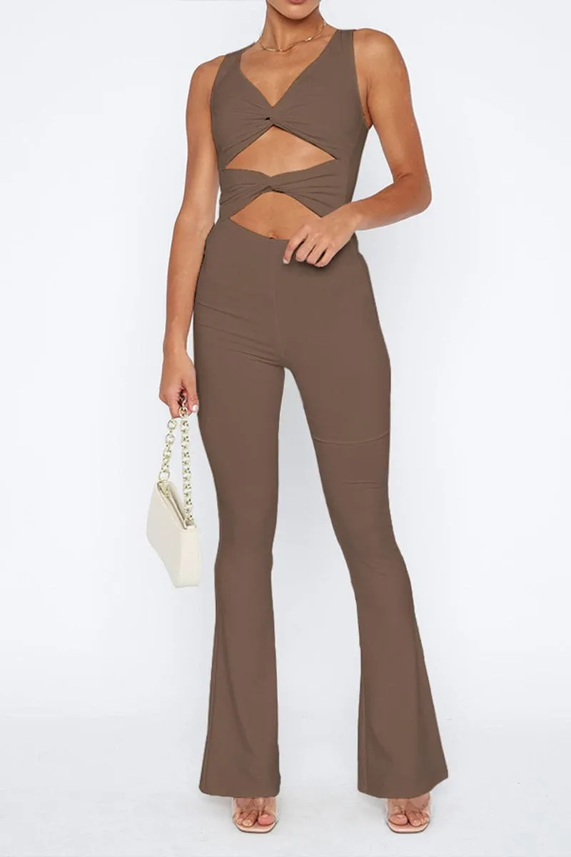 JB299 Cutout Bootcut Jumpsuits