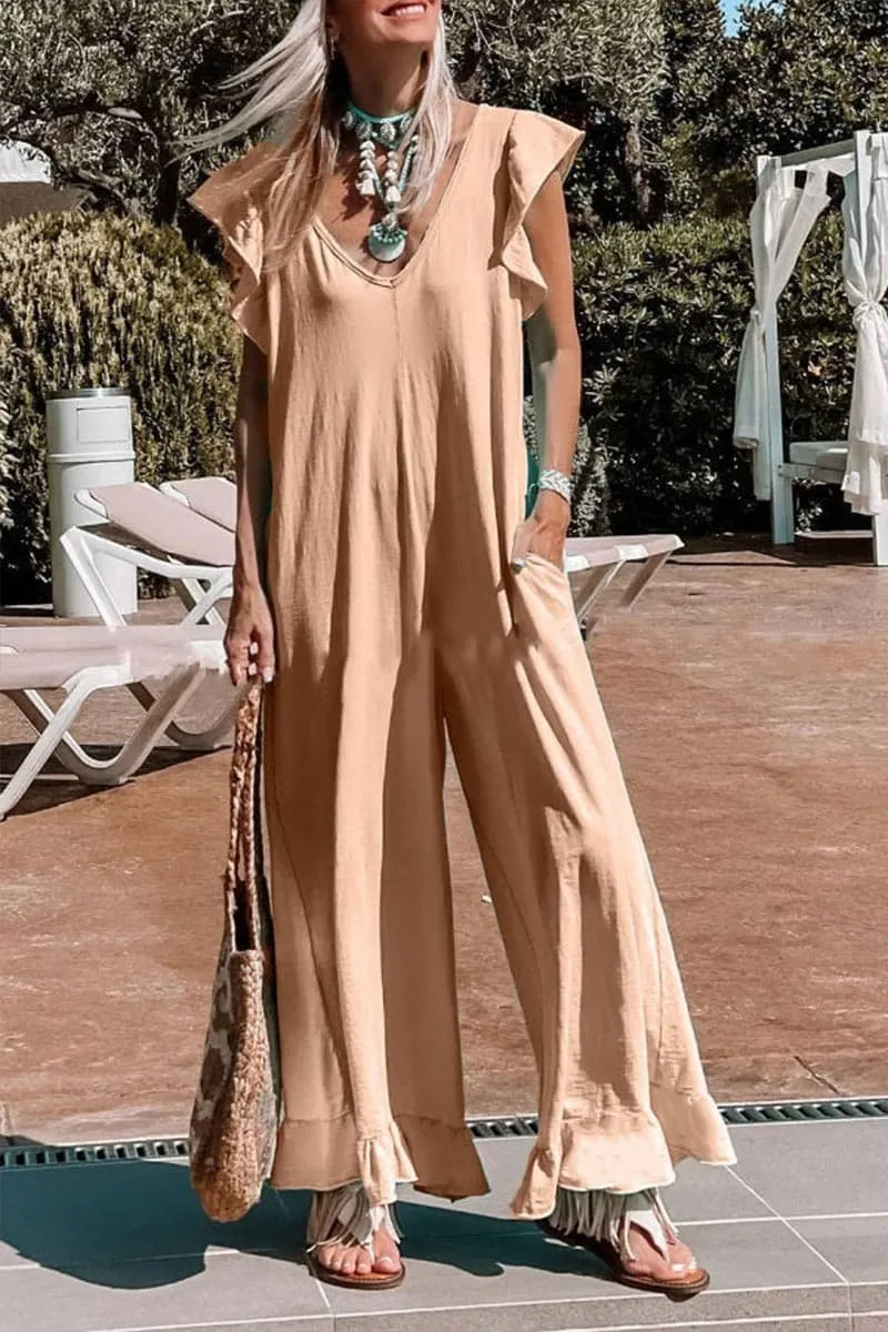 JB759 V Neckline Baggy Jumpsuit