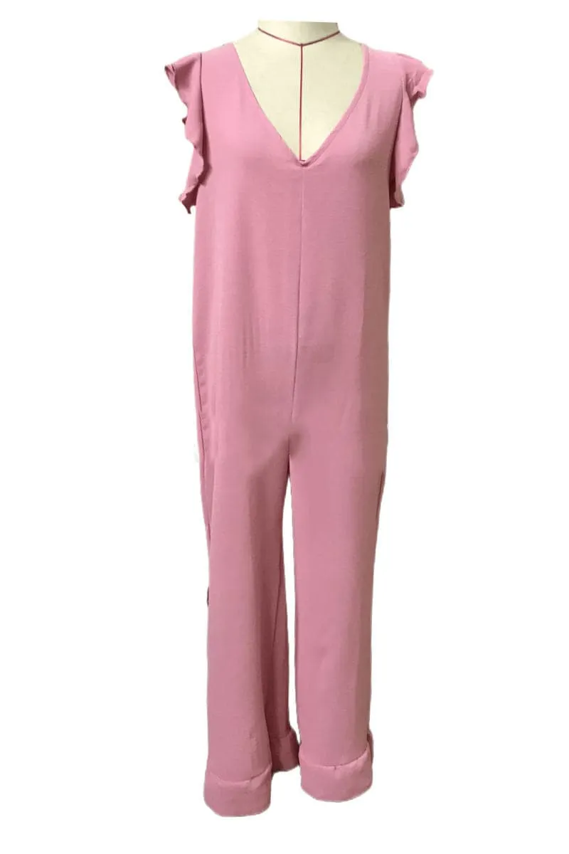 JB759 V Neckline Baggy Jumpsuit