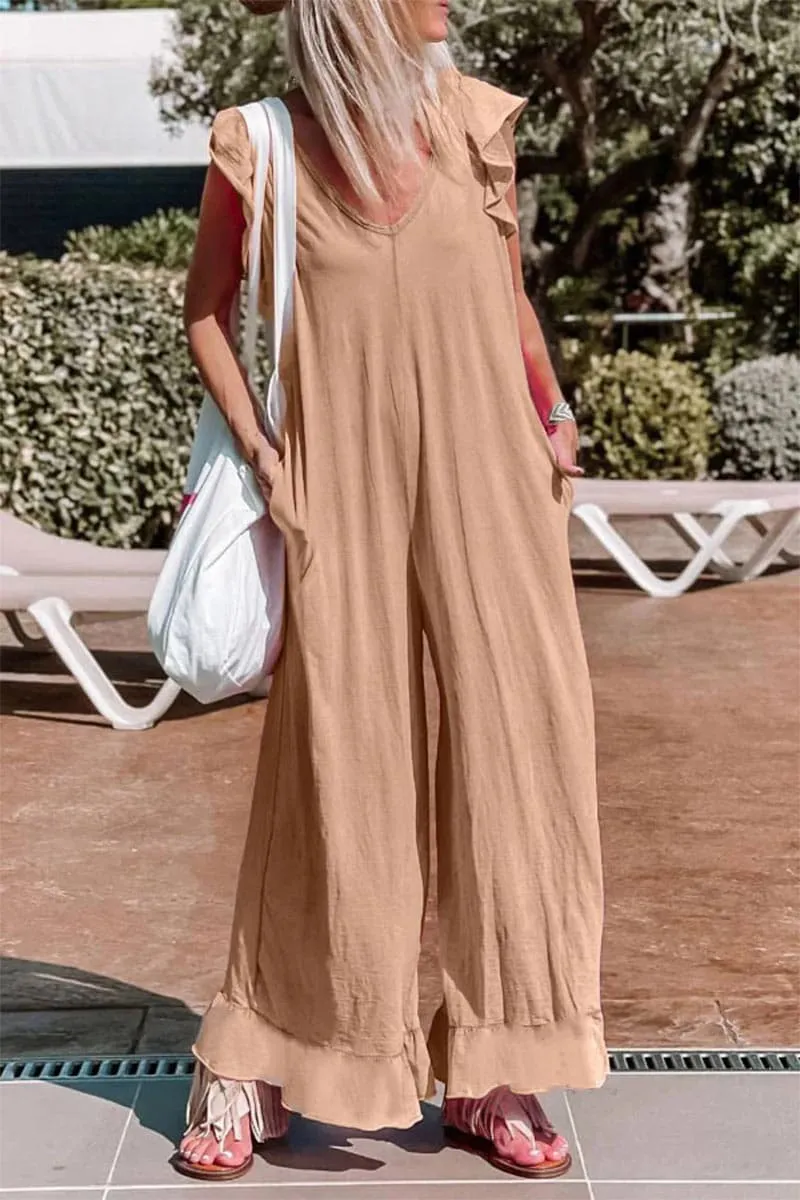 JB759 V Neckline Baggy Jumpsuit