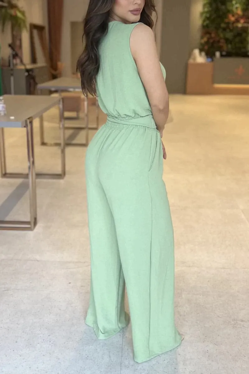 JB860 Sleeveless Wide Legs Jumpsuit