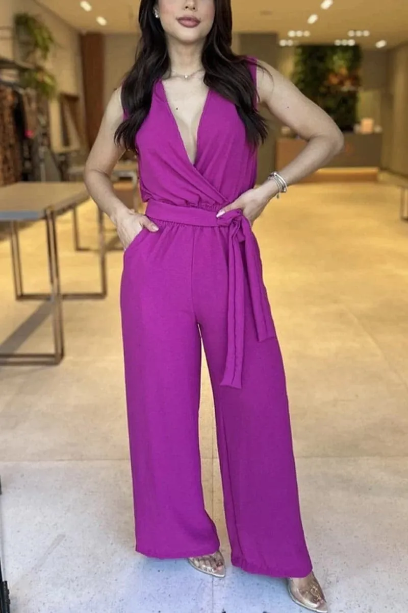 JB860 Sleeveless Wide Legs Jumpsuit