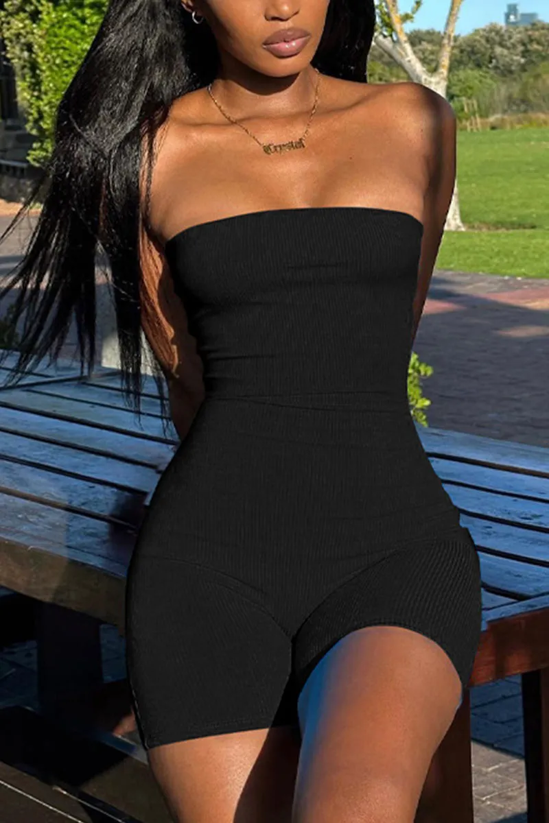 JD726 Solid Tube Bodycon Romper