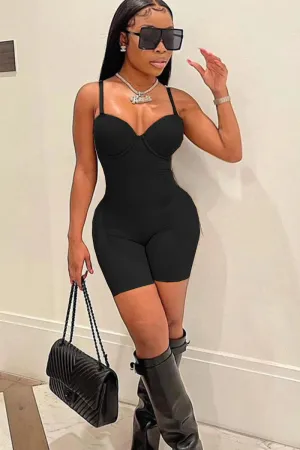 JD829 Solid Bodycon Cami Romper