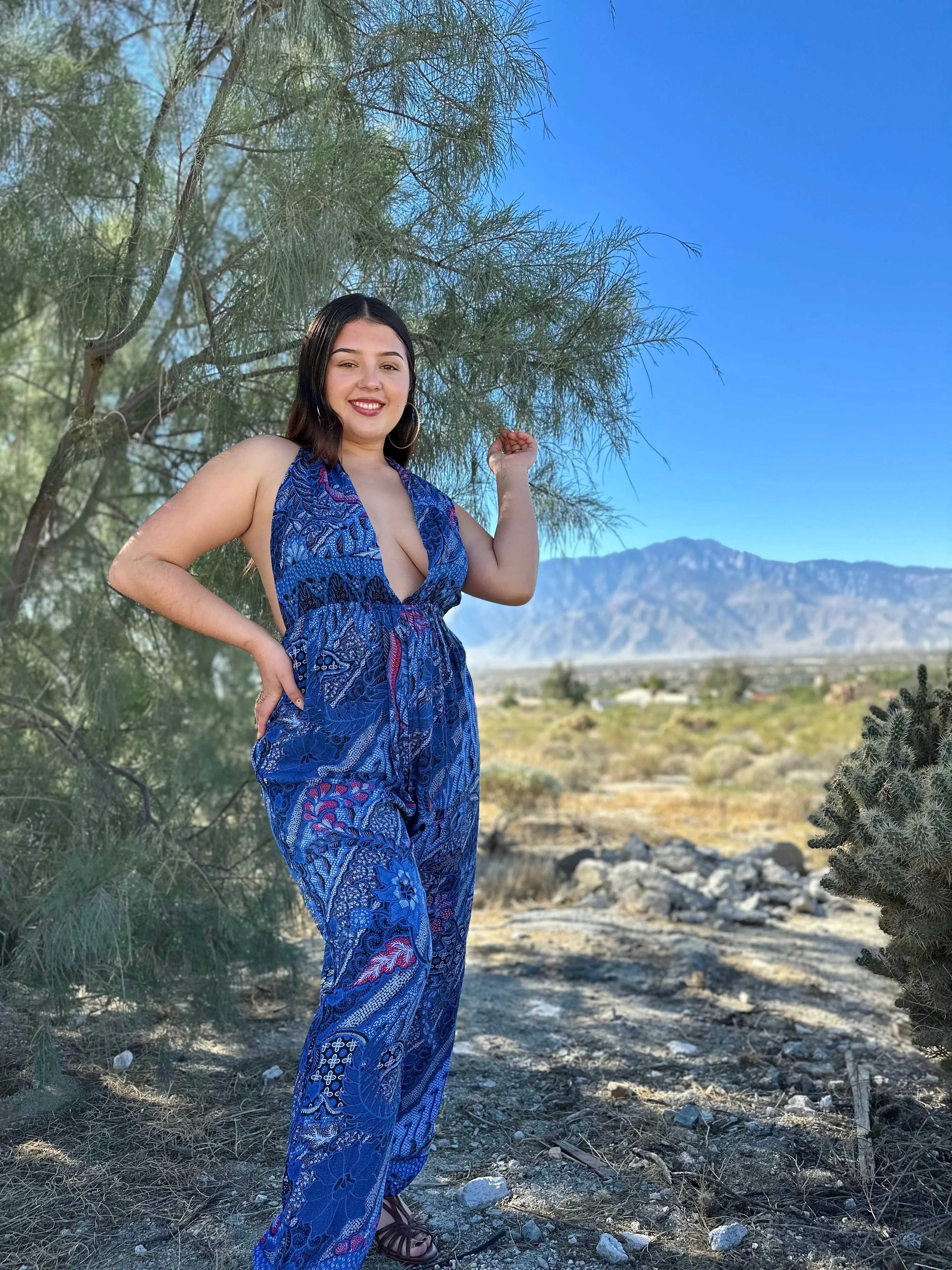 Jeannie Jumpsuit in Blue Red Batik