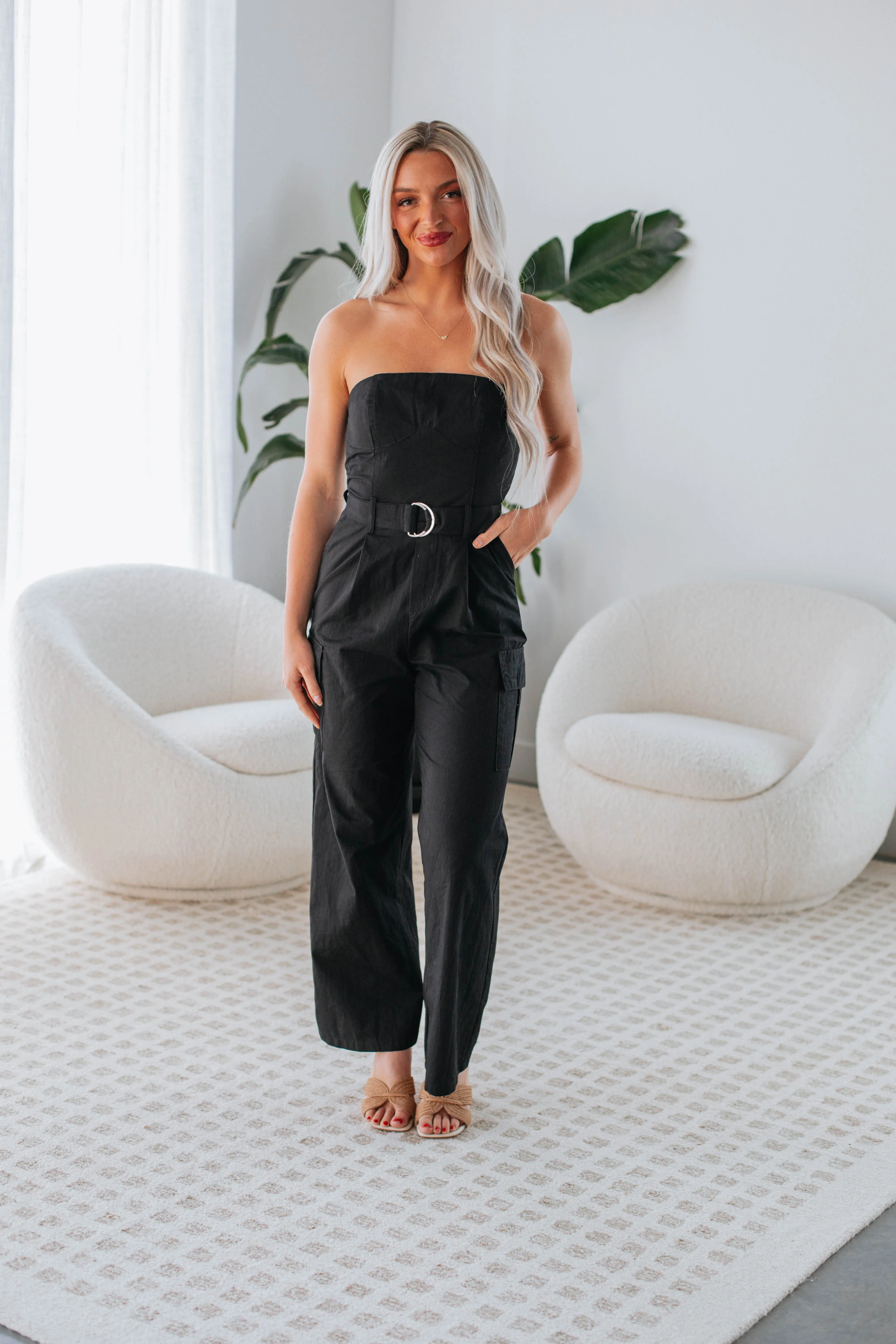 Jesa Cargo Jumpsuit - Black