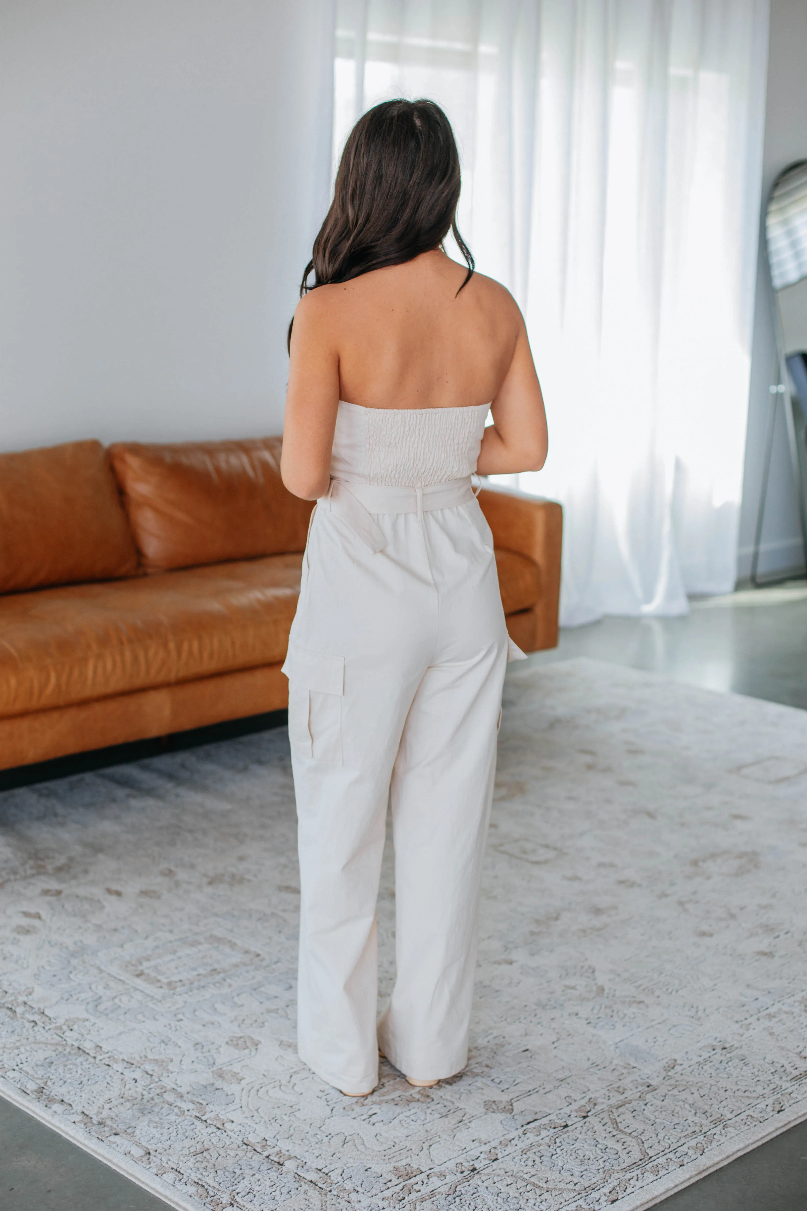 Jesa Cargo Jumpsuit - Cream