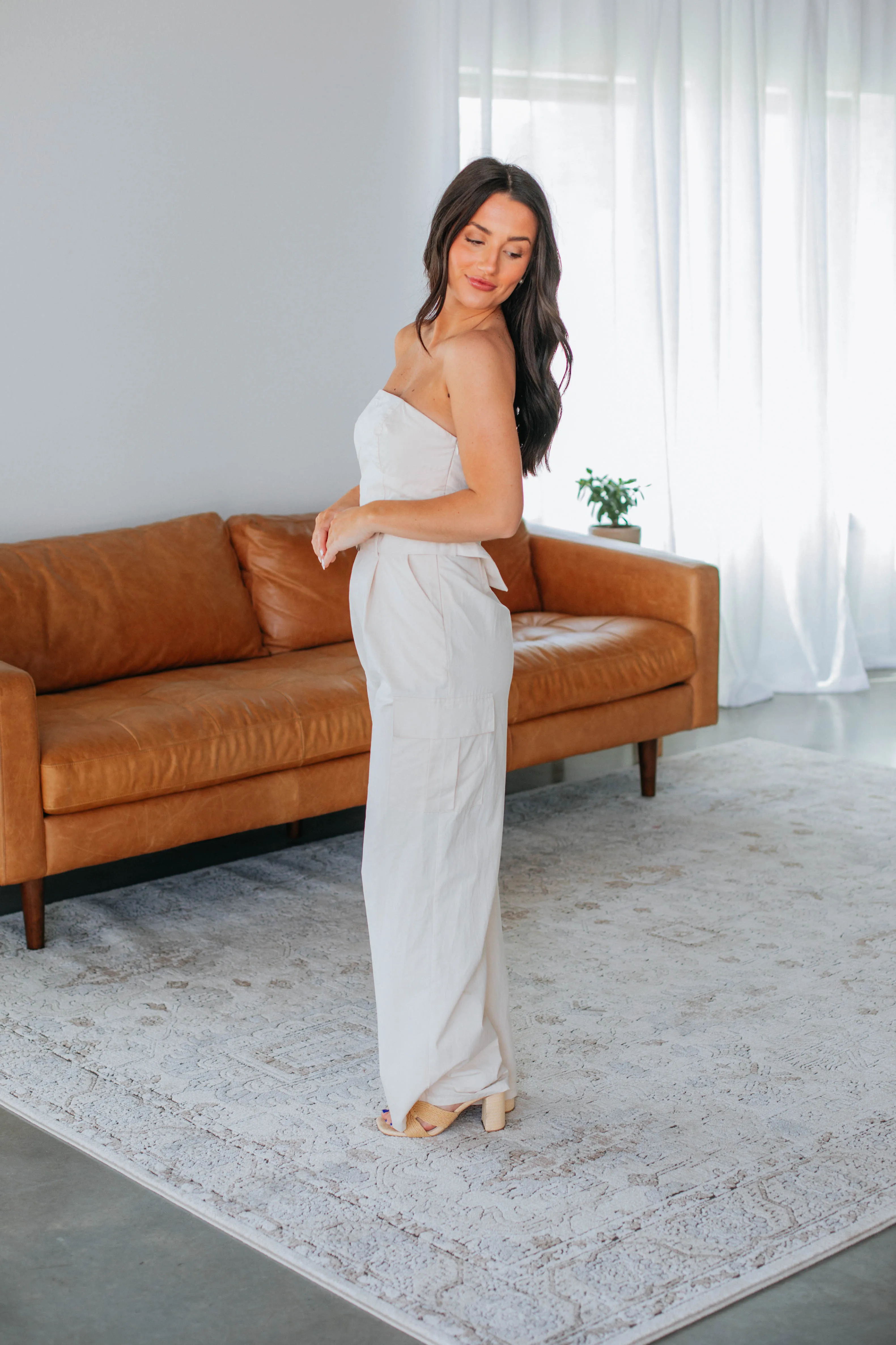 Jesa Cargo Jumpsuit - Cream