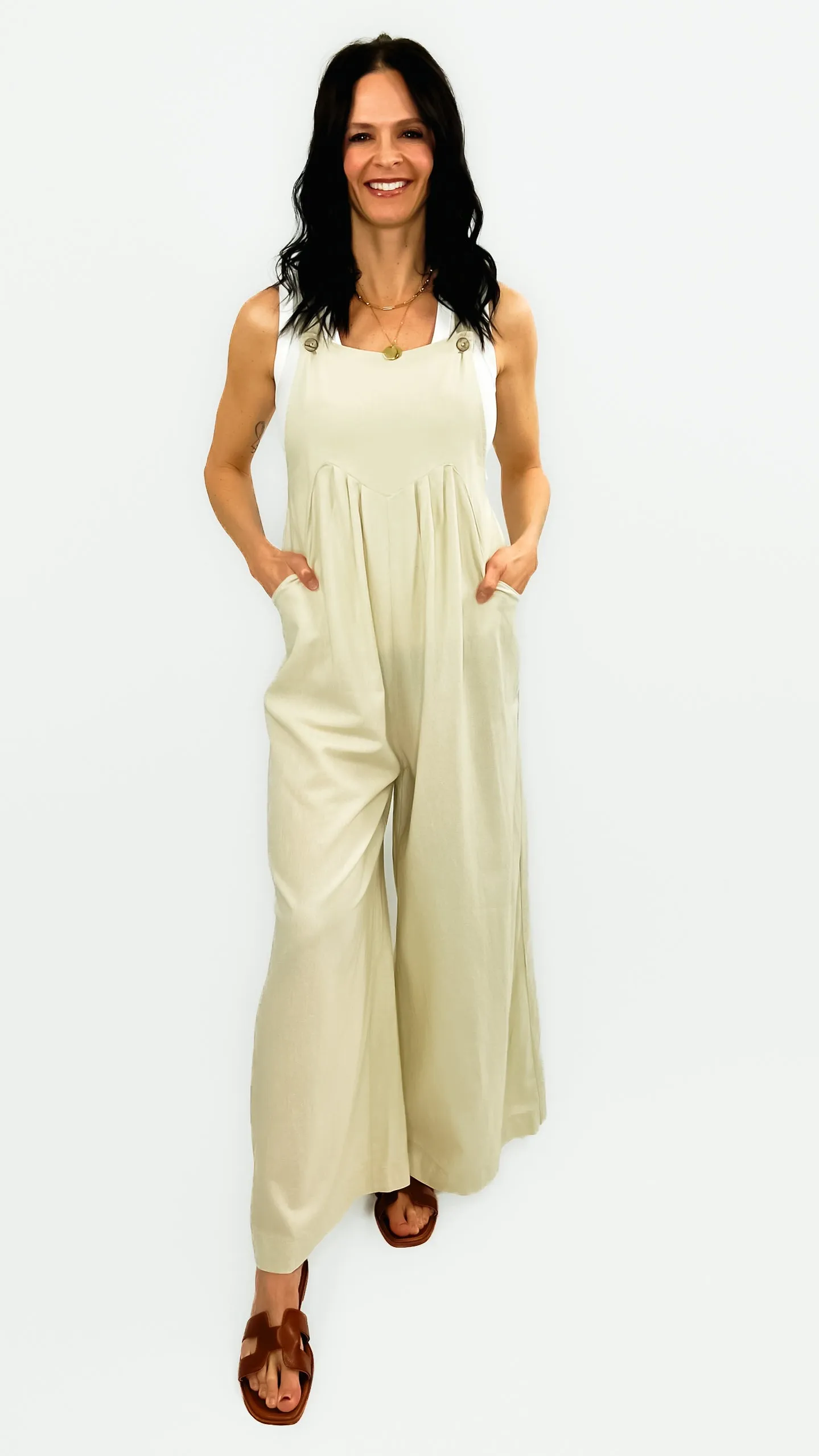 Jess Sleeveless Jumpsuit- Oatmeal