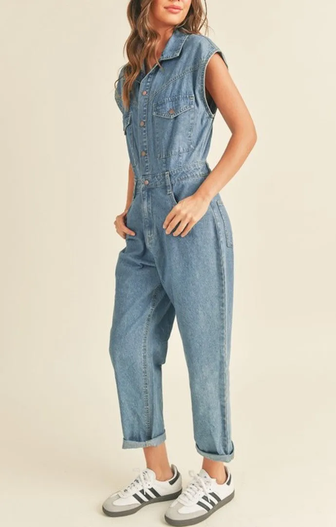 Jewel Denim Utility Jumpsuit