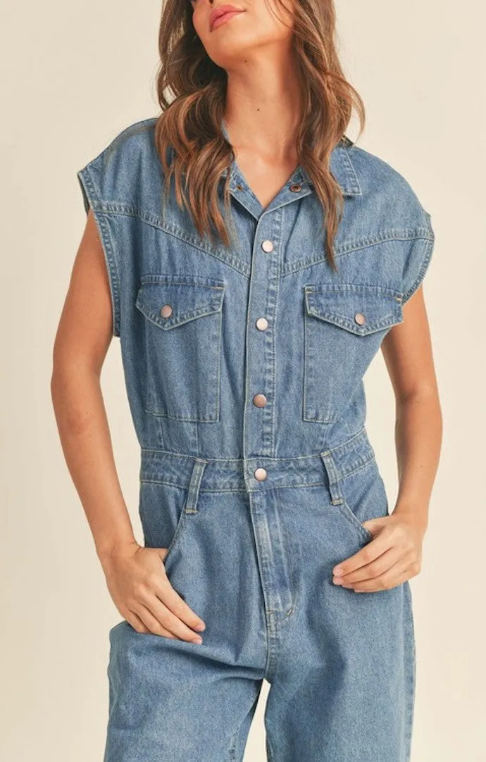 Jewel Denim Utility Jumpsuit