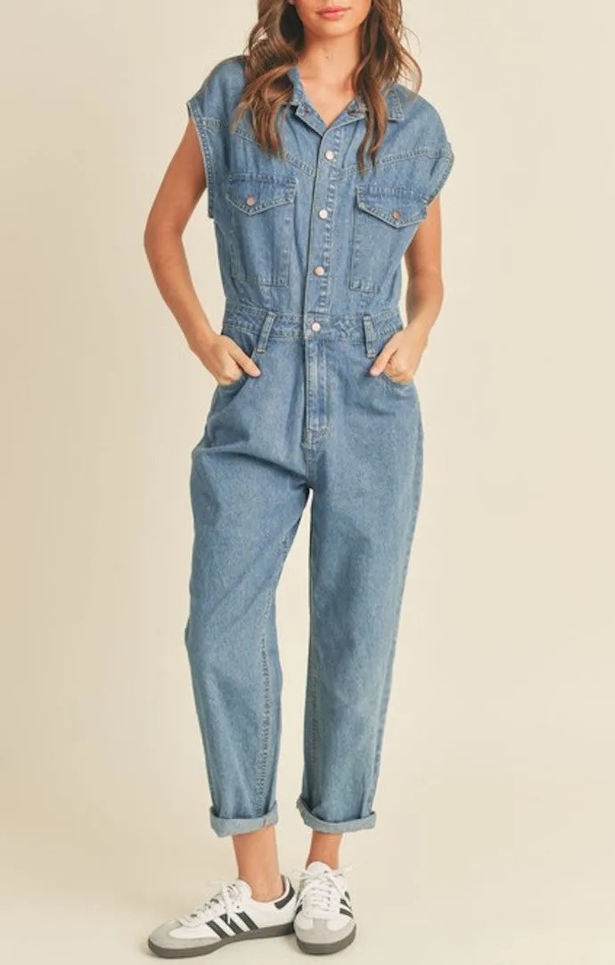 Jewel Denim Utility Jumpsuit