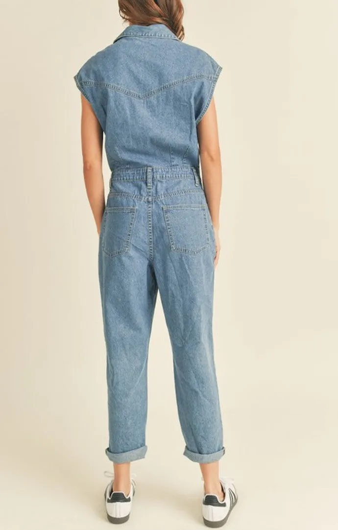 Jewel Denim Utility Jumpsuit