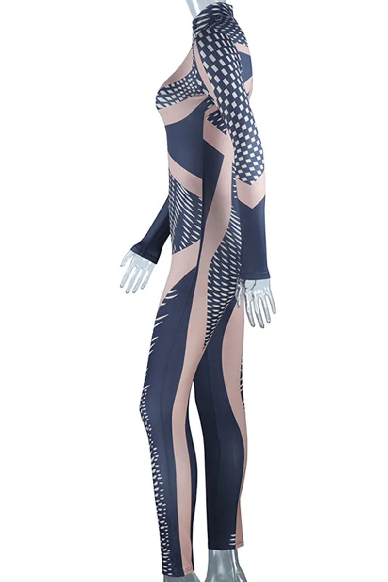 JH695 High-Neck Graphic Jumpsuit