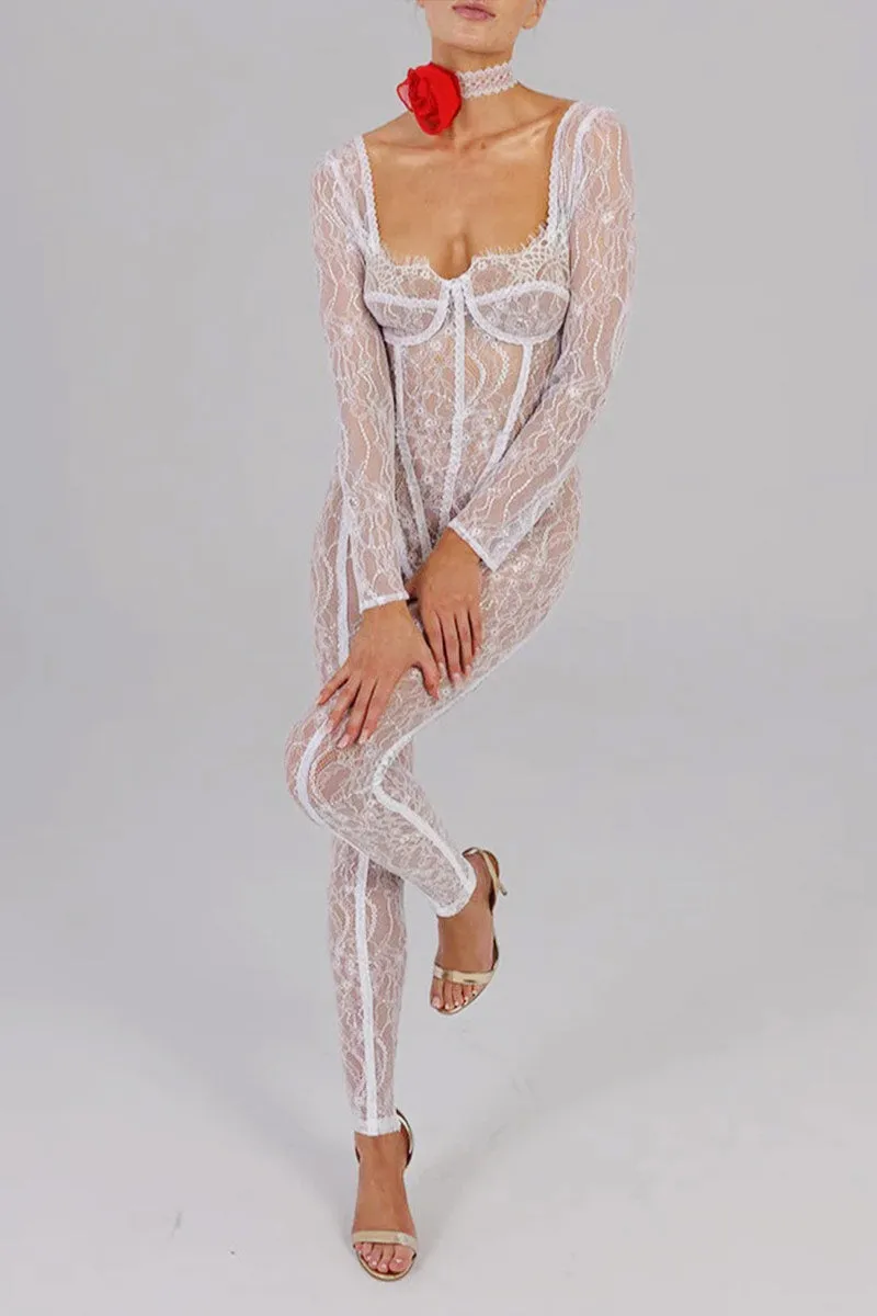 JI900 Mesh Lace Jumpsuit