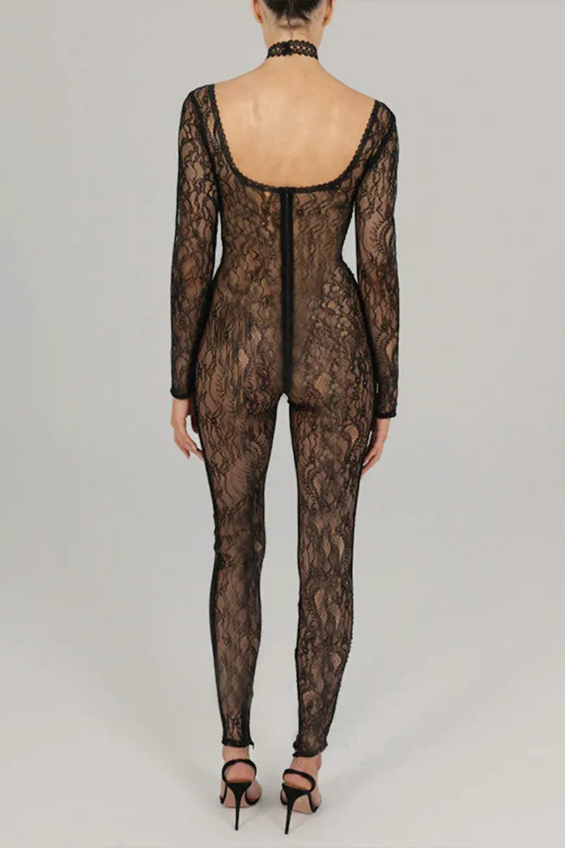 JI900 Mesh Lace Jumpsuit