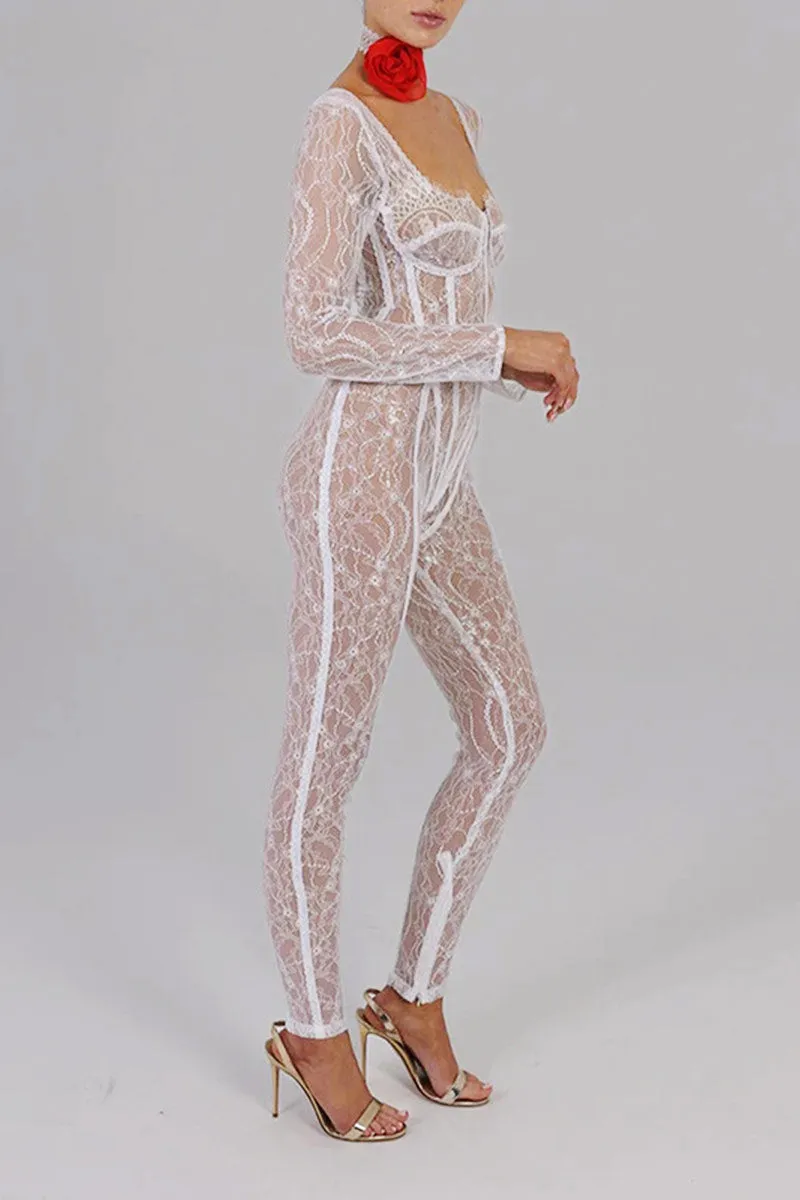 JI900 Mesh Lace Jumpsuit