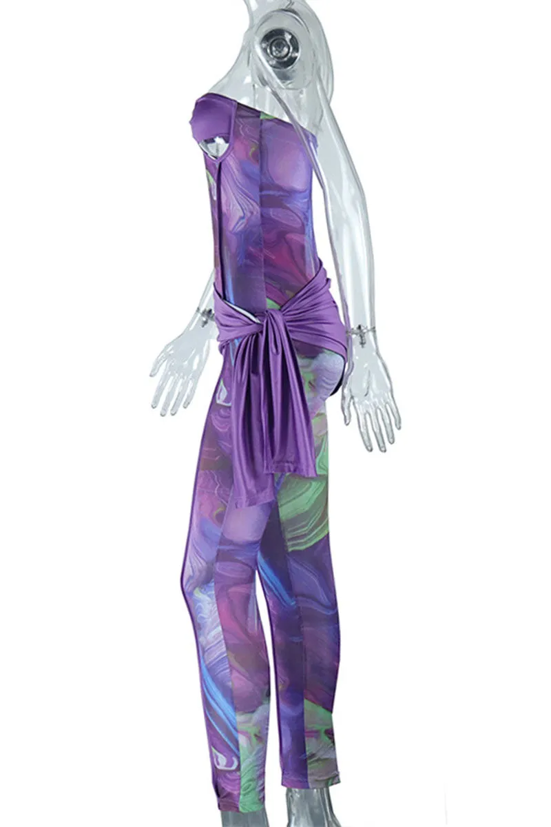 JJ0155 Strapless Graphic Jumpsuits