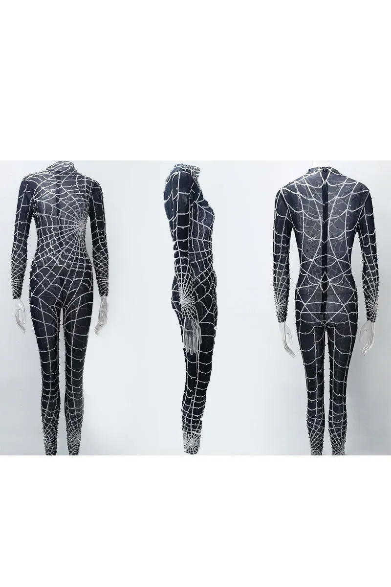 JJ669 Spider Web Print Jumpsuit