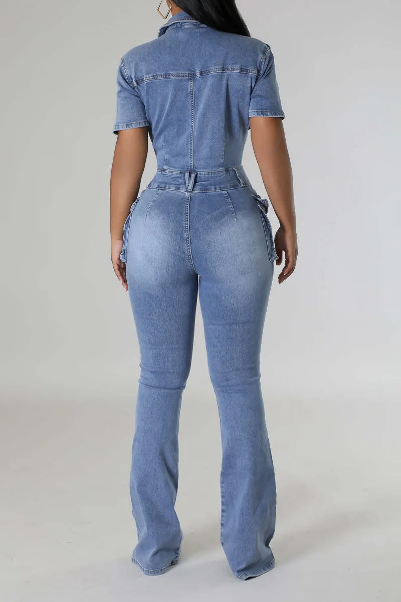 JK0434 Stretch Denim Jumpsuits