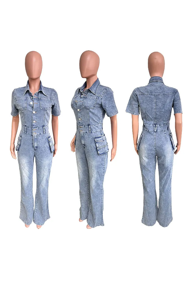 JK0434 Stretch Denim Jumpsuits