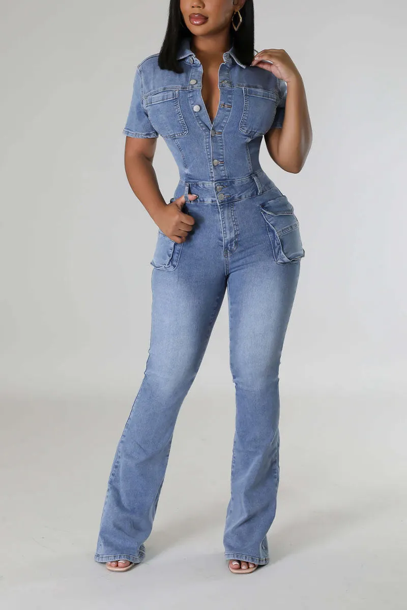 JK0434 Stretch Denim Jumpsuits