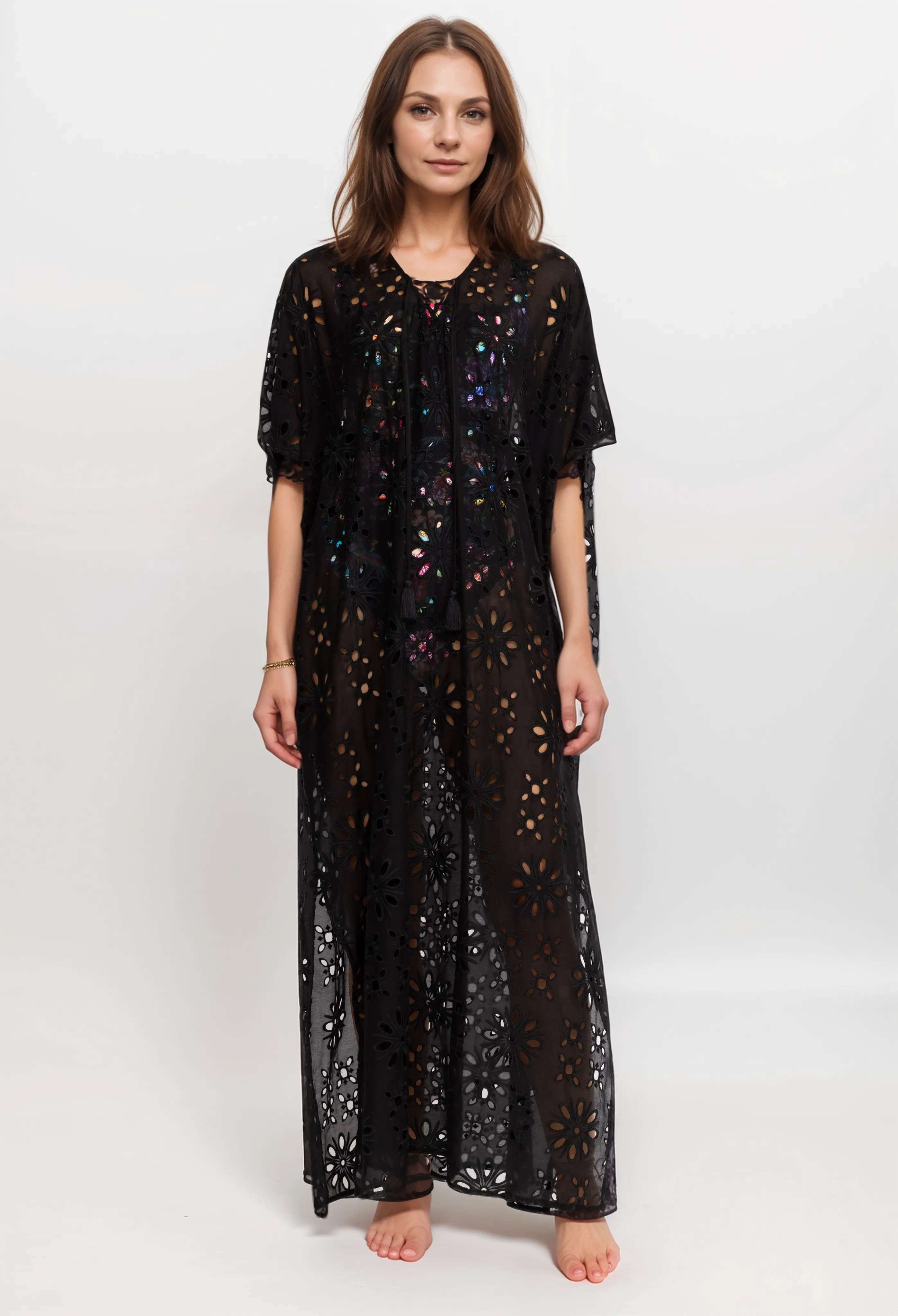 Johnny Was Lace Up Maxi Kaftan Dress CSW3324-J