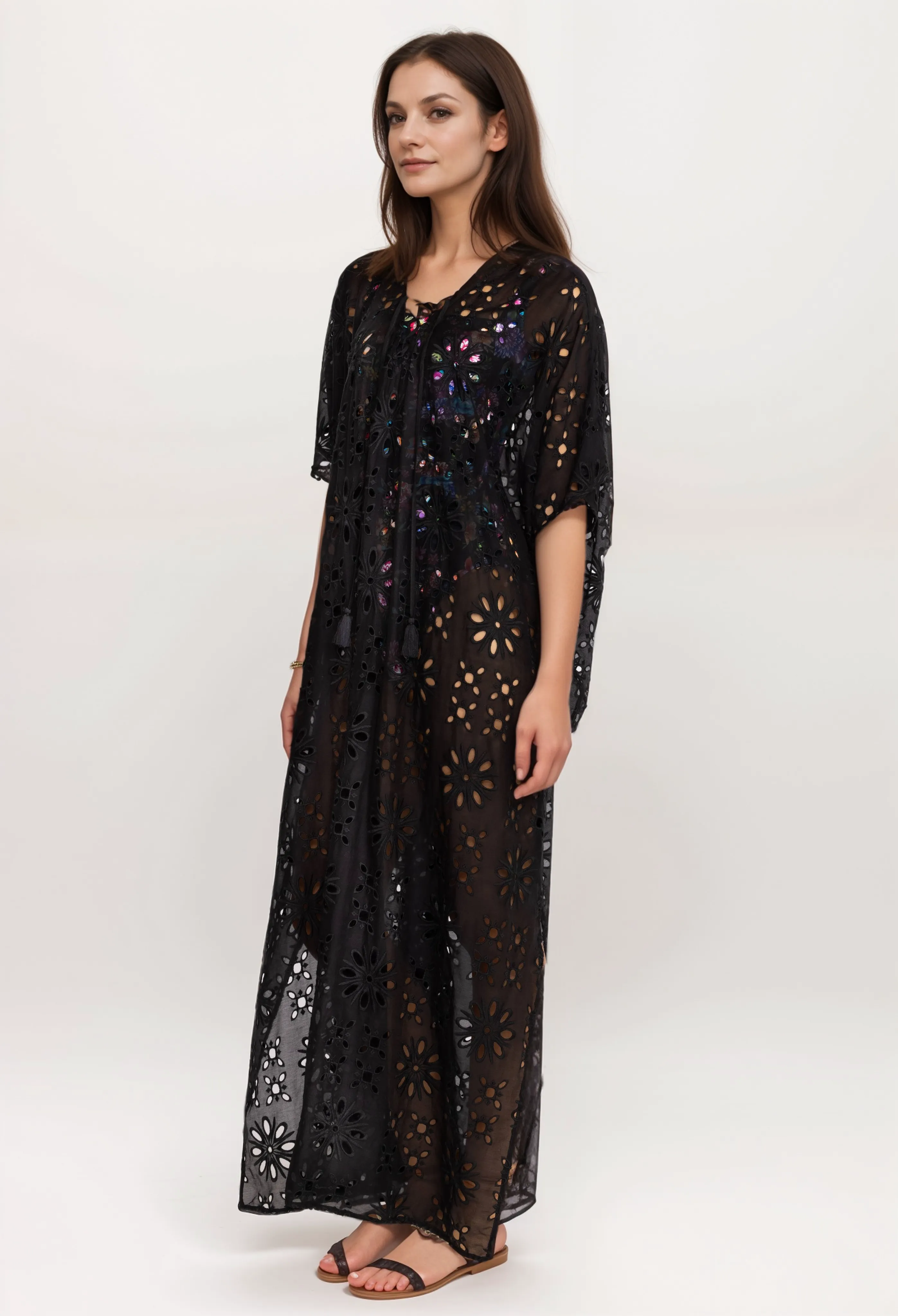 Johnny Was Lace Up Maxi Kaftan Dress CSW3324-J