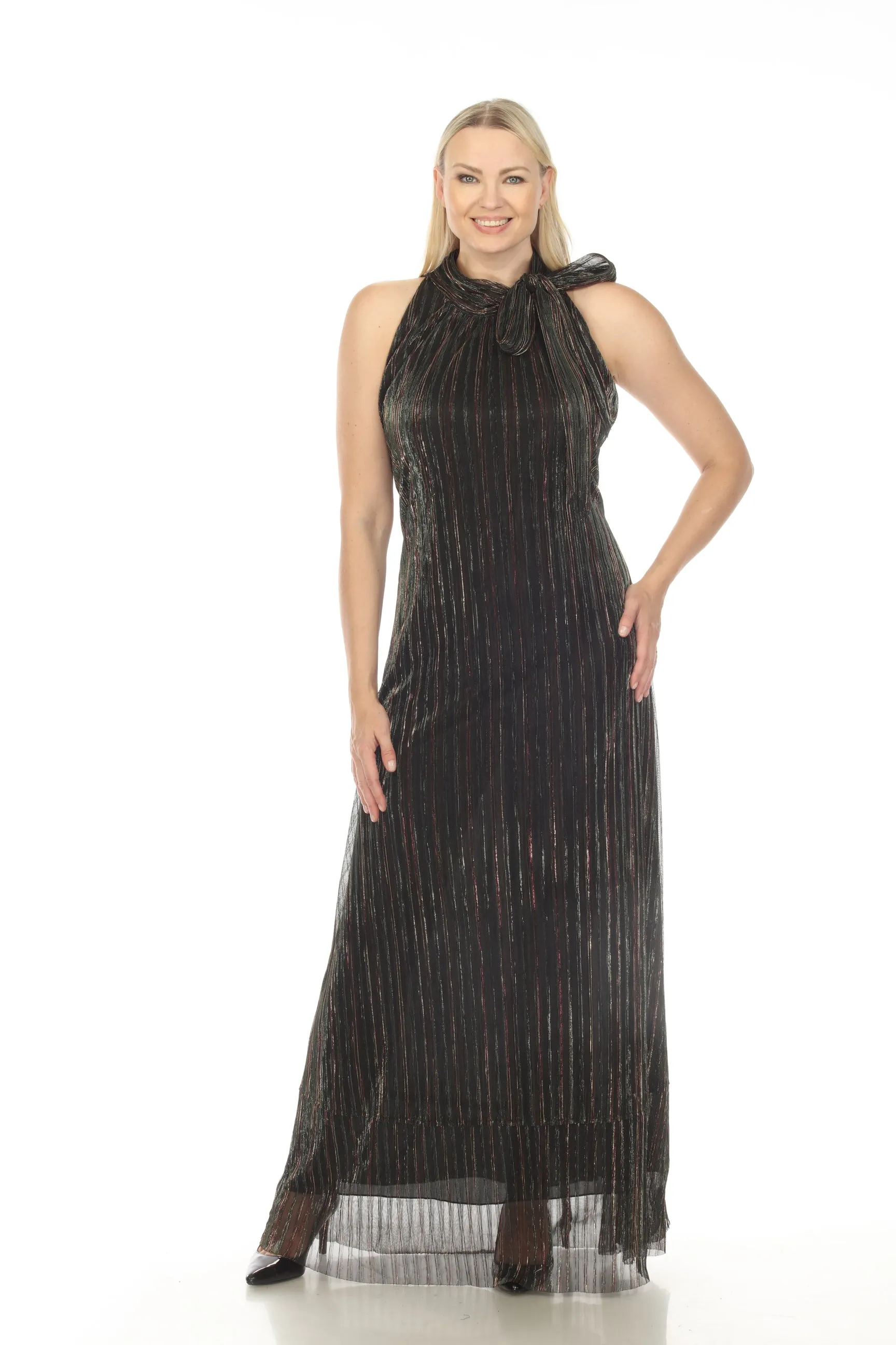 Johnny Was Love Moonstone Striped Halter Neck Tie Maxi Dress Boho Chic L32622-O