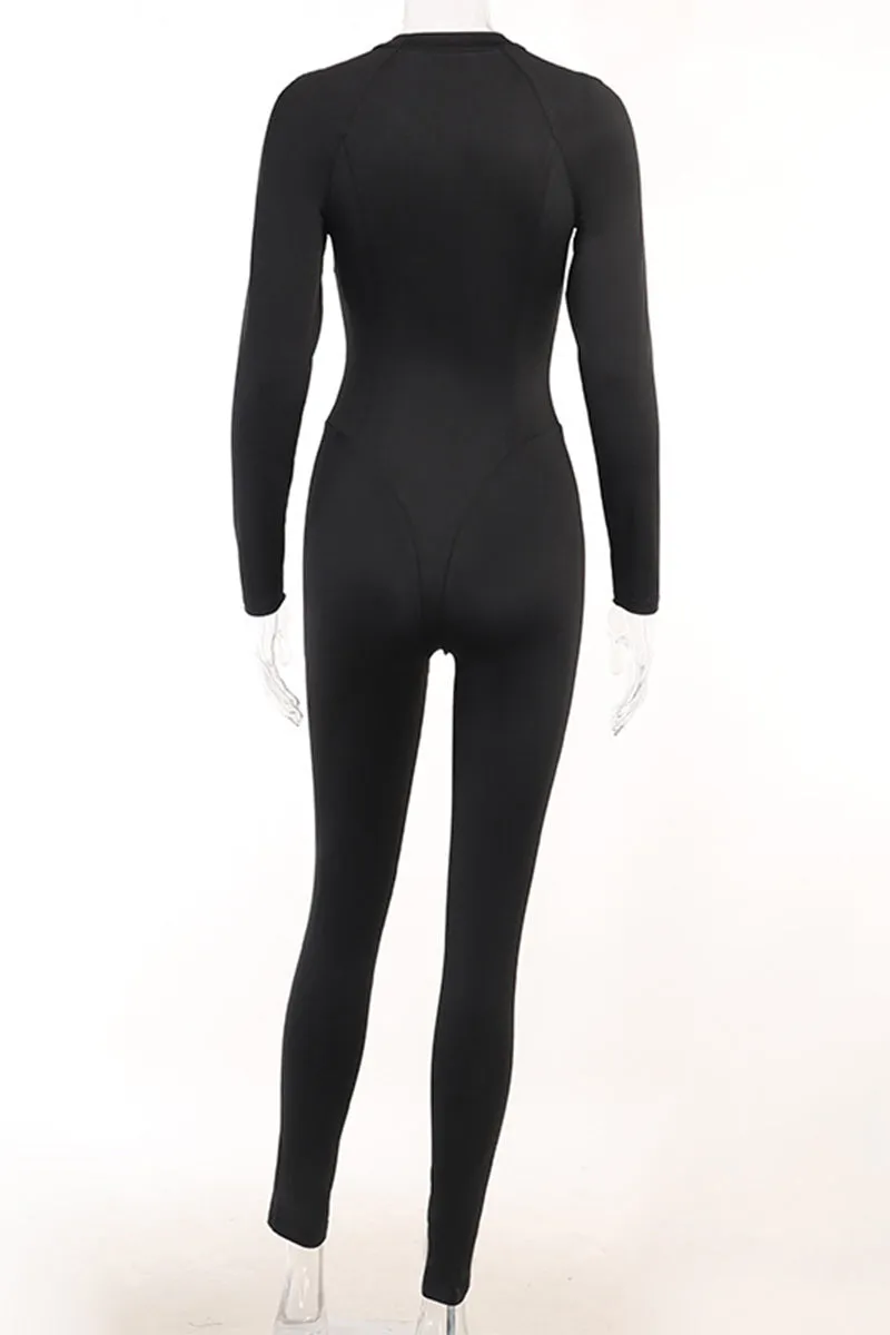 JR3162 Long Sleeve Bodycon Jumpsuits