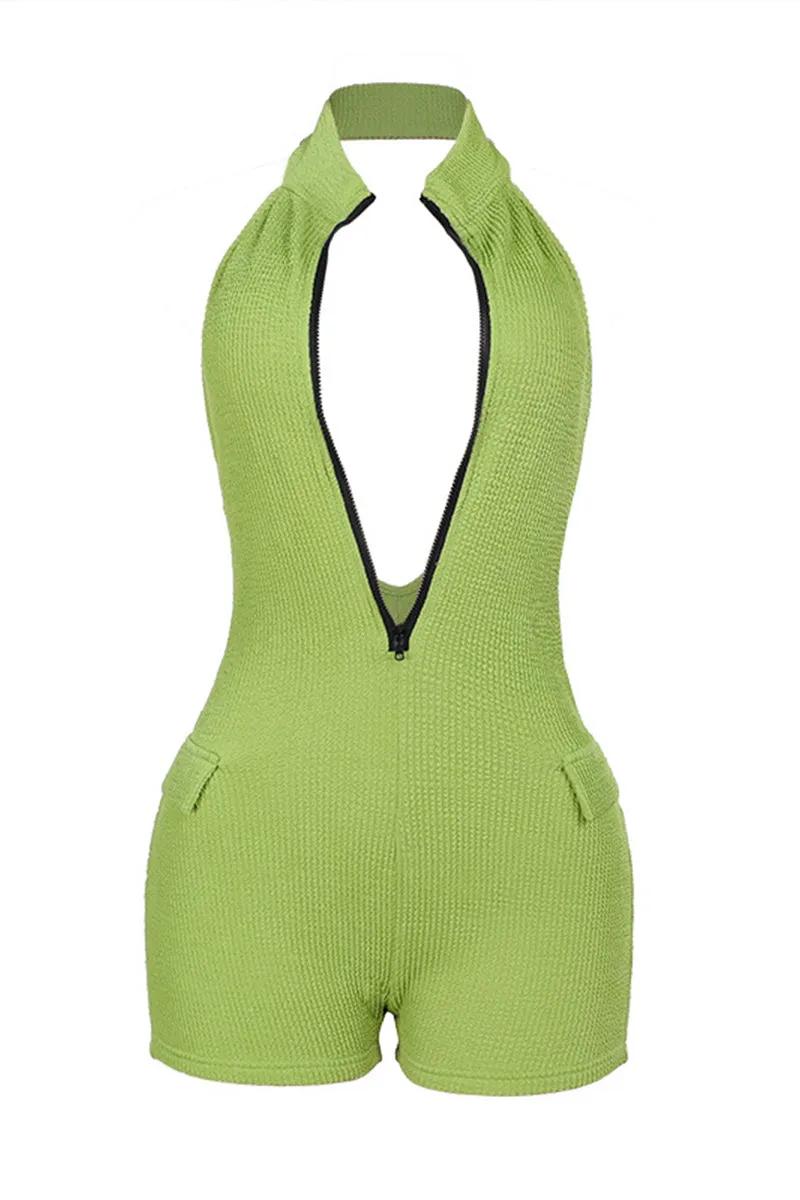 JR3163 Halter Zip-up Rompers