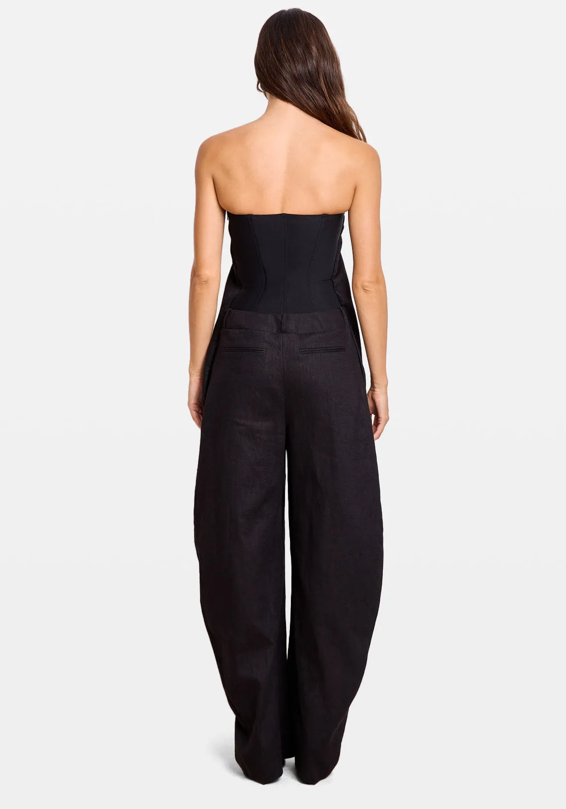 JUMPSUIT IN LINEN CANVAS BLACK